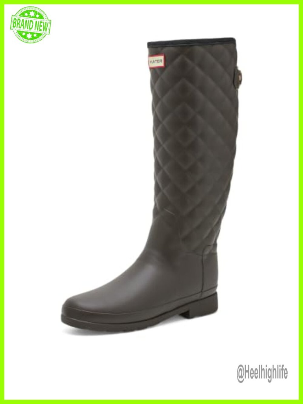 Waterproof Knee-High Quilted Rain Boots Polyurethane Buckle
